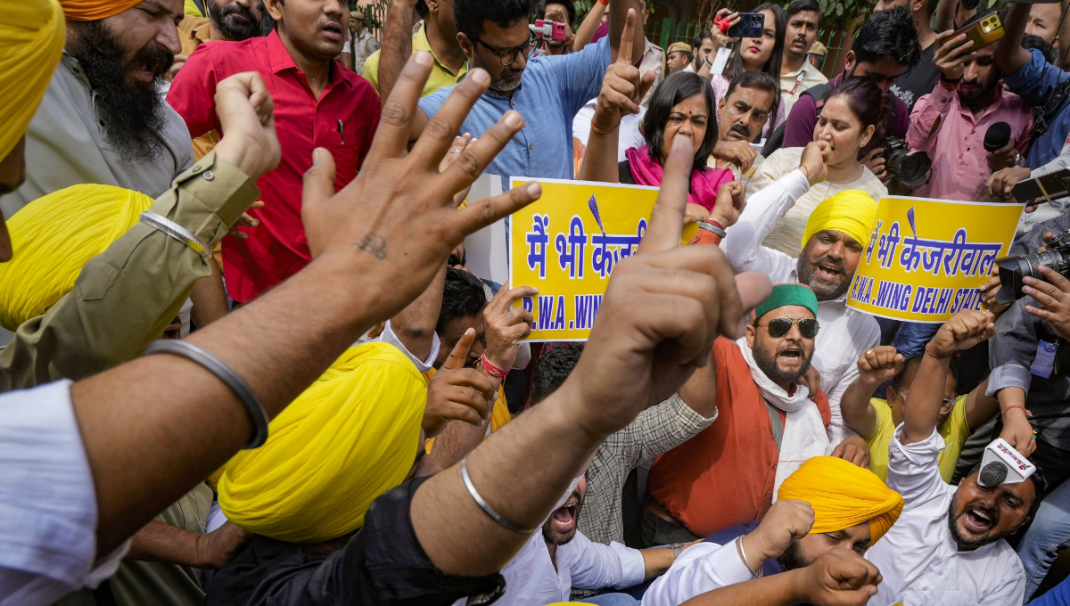 AAP Protest against Delhi CM Kejriwal arrest