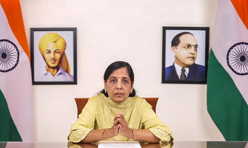 Delhi chief minister Arvind Kejriwal’s wife Sunita Kejriwal reads out his message from jail in a video released on Saturday