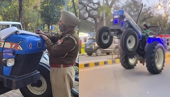 tractor stunt on road of Punjab
