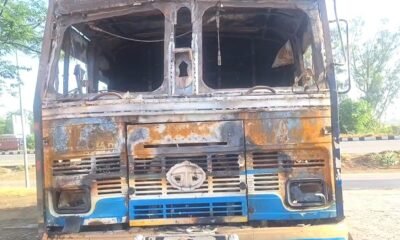 Truck caught fire in Khanna, Punjab, driver burnt alive